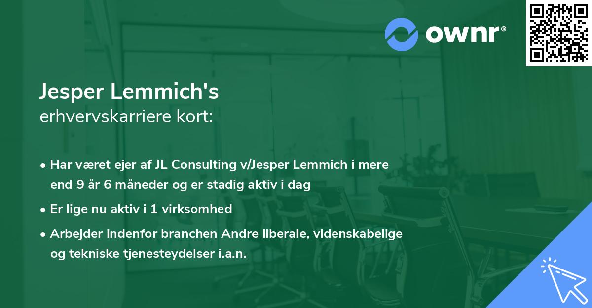 Jesper Lemmich's erhvervskarriere kort