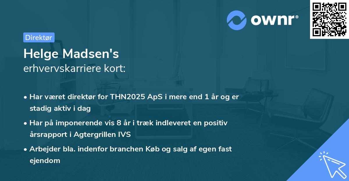 Helge Madsen's erhvervskarriere kort