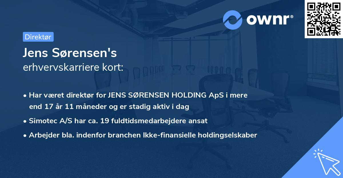 Jens Sørensen's erhvervskarriere kort