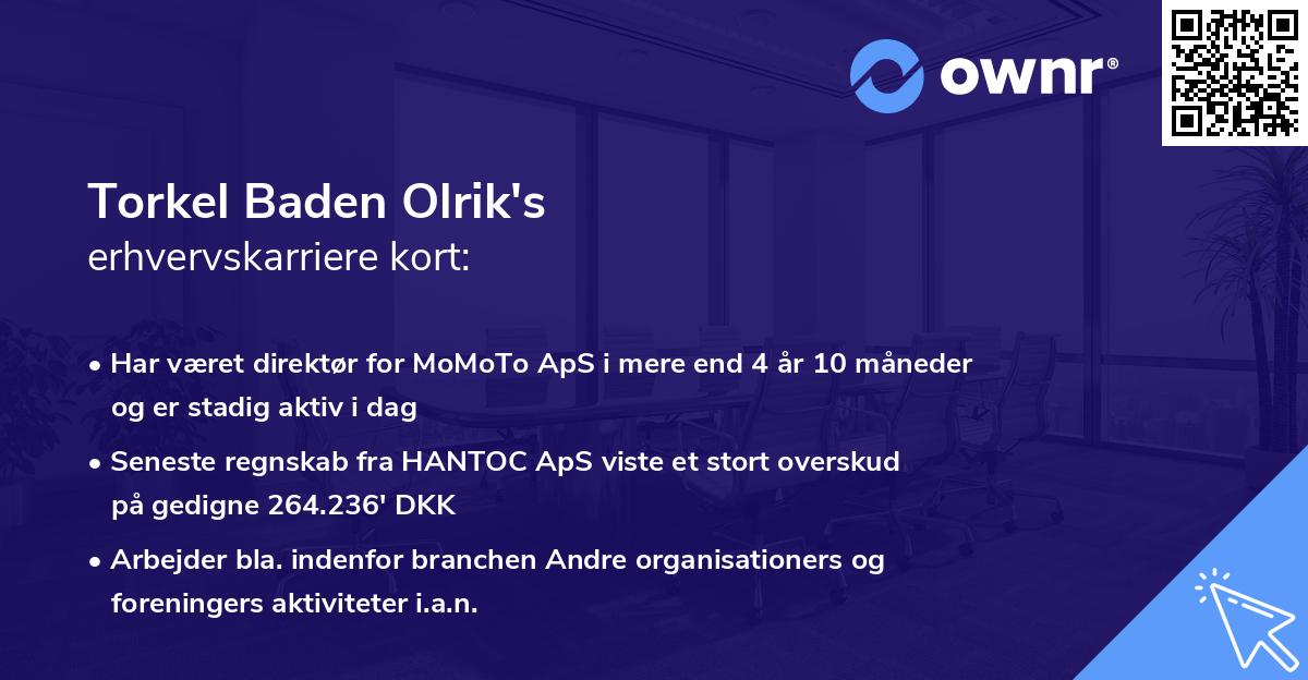 Torkel Baden Olrik's erhvervskarriere kort