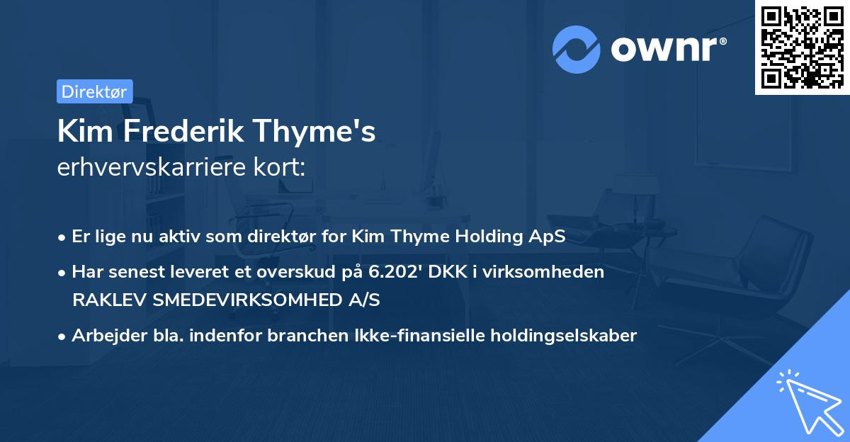 Kim Frederik Thyme's erhvervskarriere kort