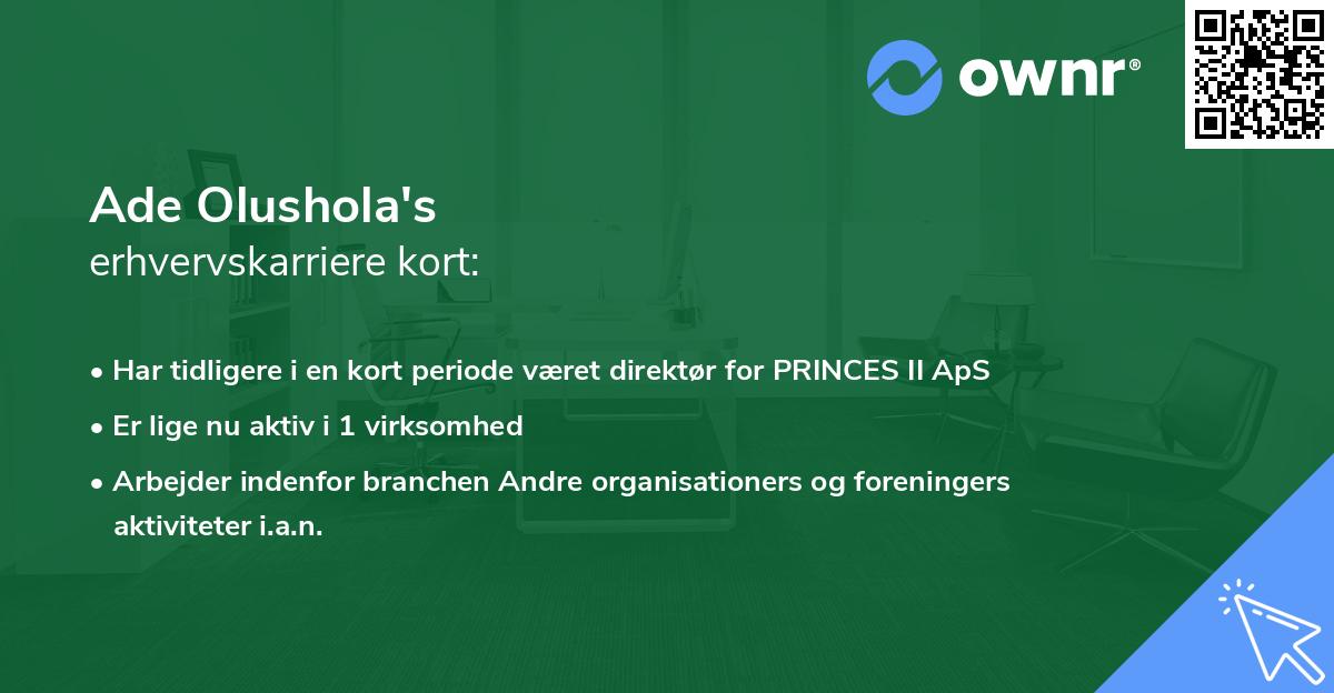 Ade Olushola's erhvervskarriere kort