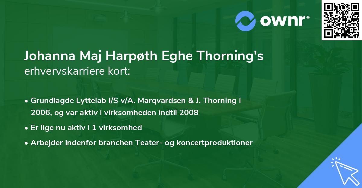 Johanna Maj Harpøth Eghe Thorning's erhvervskarriere kort