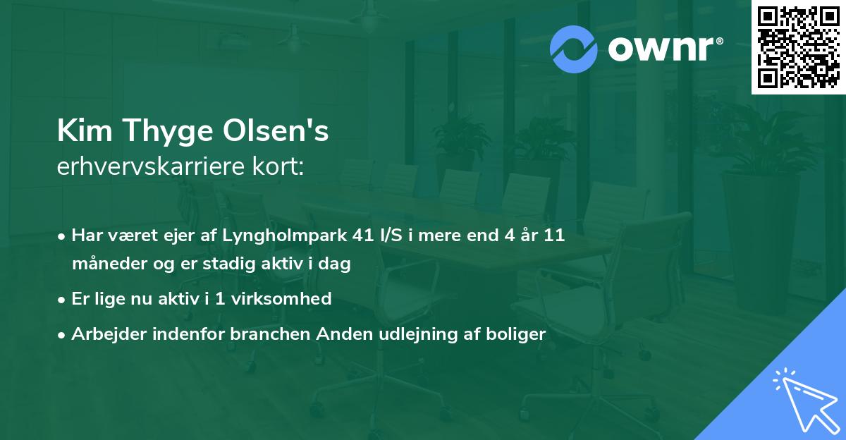 Kim Thyge Olsen's erhvervskarriere kort