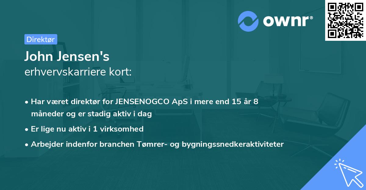 John Jensen's erhvervskarriere kort