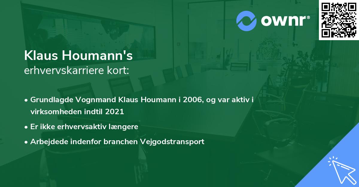 Klaus Houmann's erhvervskarriere kort