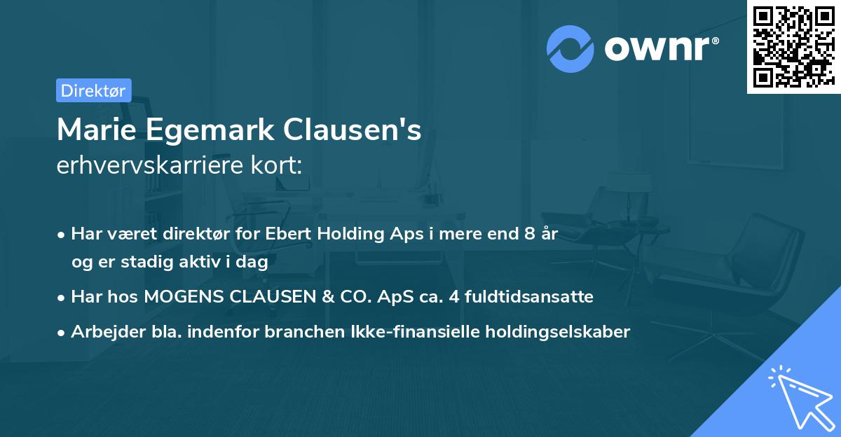 Marie Egemark Clausen's erhvervskarriere kort