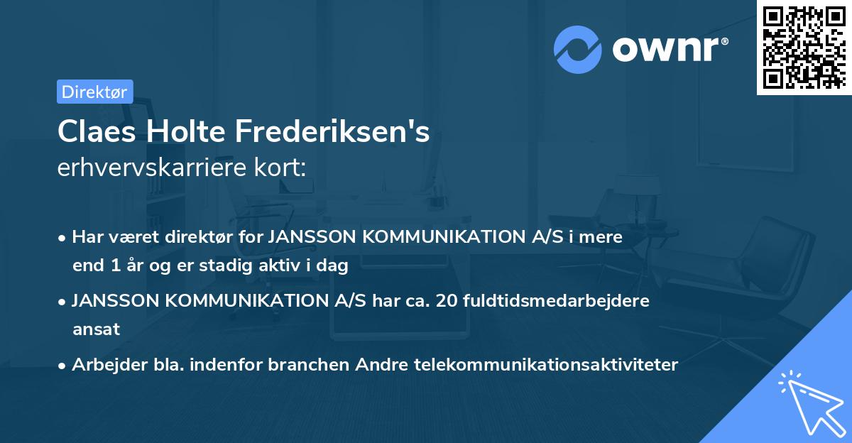 Claes Holte Frederiksen's erhvervskarriere kort