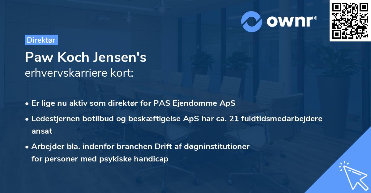 Paw Koch Jensen's erhvervskarriere kort