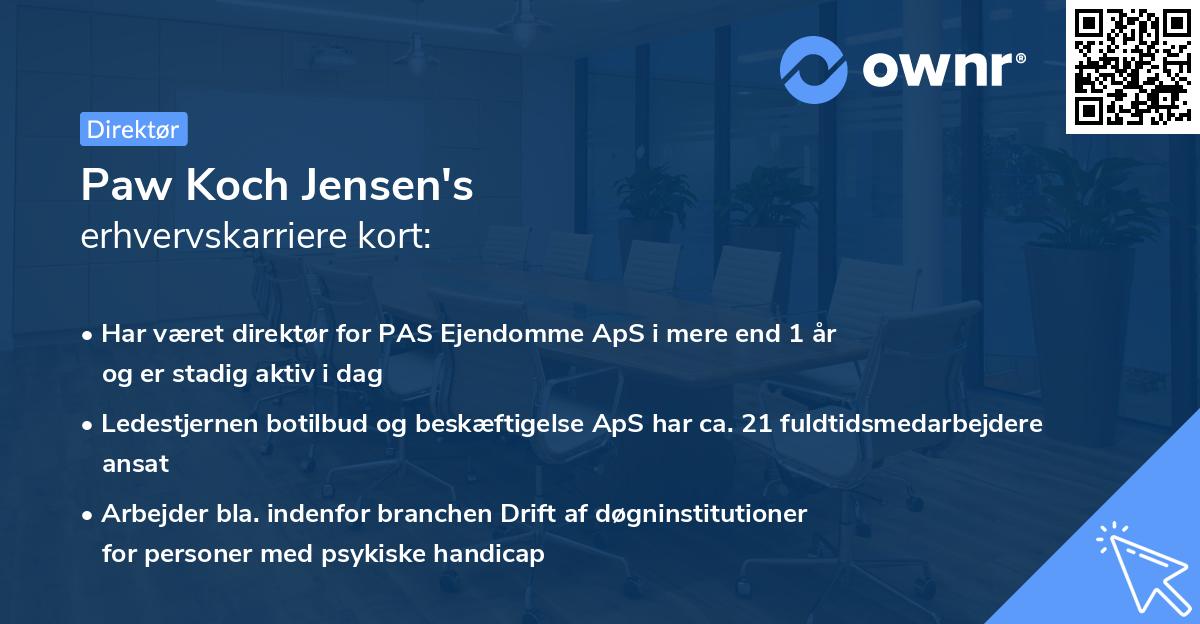 Paw Koch Jensen's erhvervskarriere kort