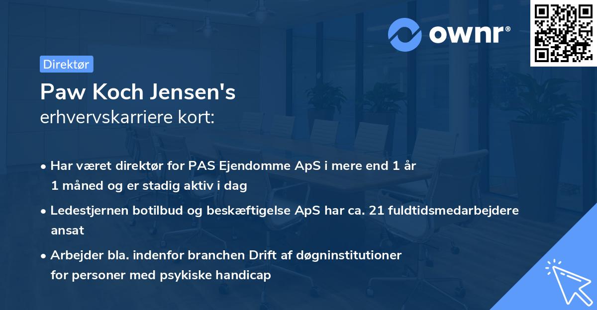 Paw Koch Jensen's erhvervskarriere kort