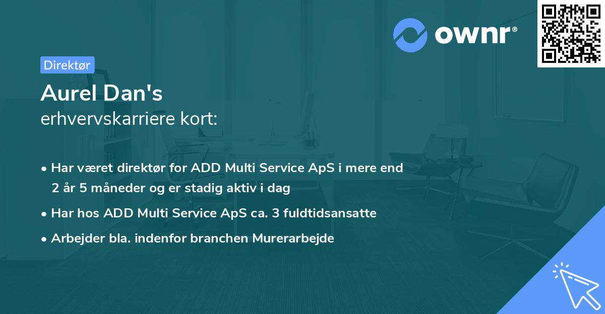 Aurel Dan's erhvervskarriere kort