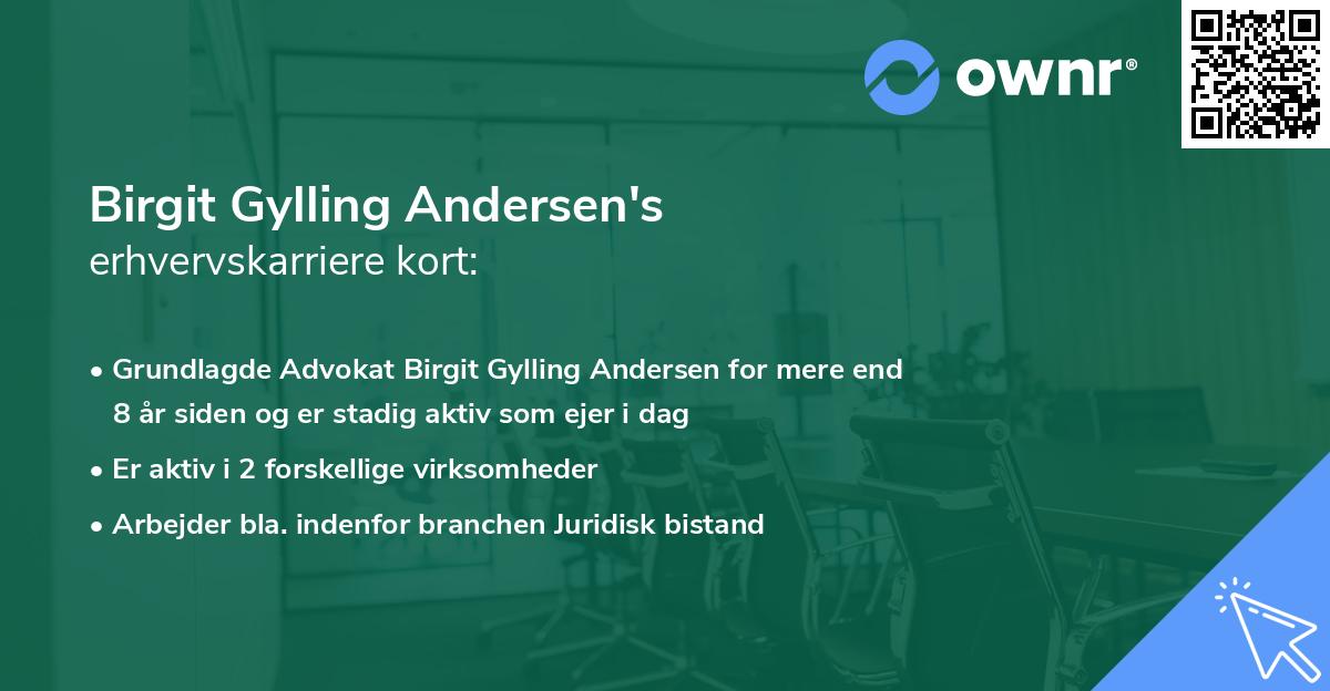 Birgit Gylling Andersen's erhvervskarriere kort