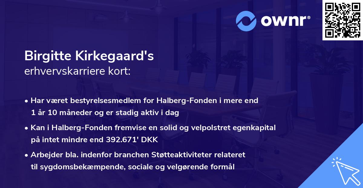 Birgitte Kirkegaard's erhvervskarriere kort
