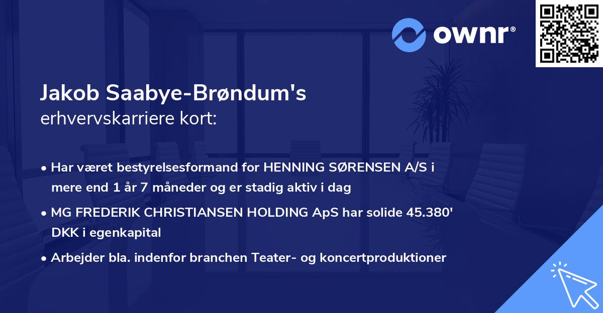 Jakob Saabye-Brøndum's erhvervskarriere kort