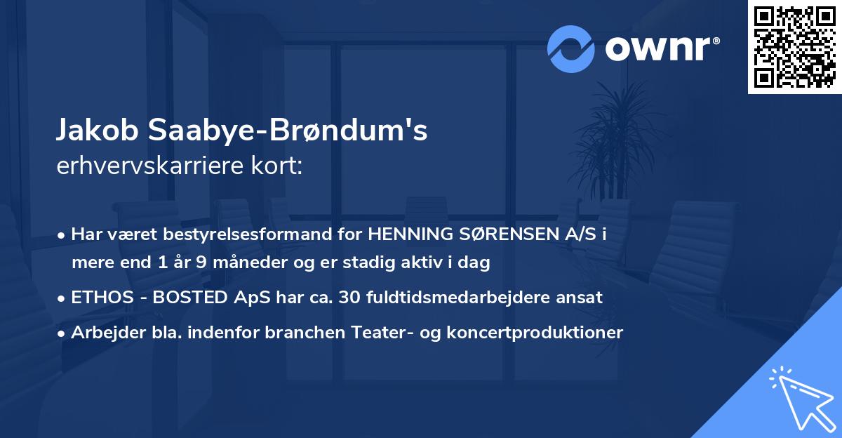 Jakob Saabye-Brøndum's erhvervskarriere kort