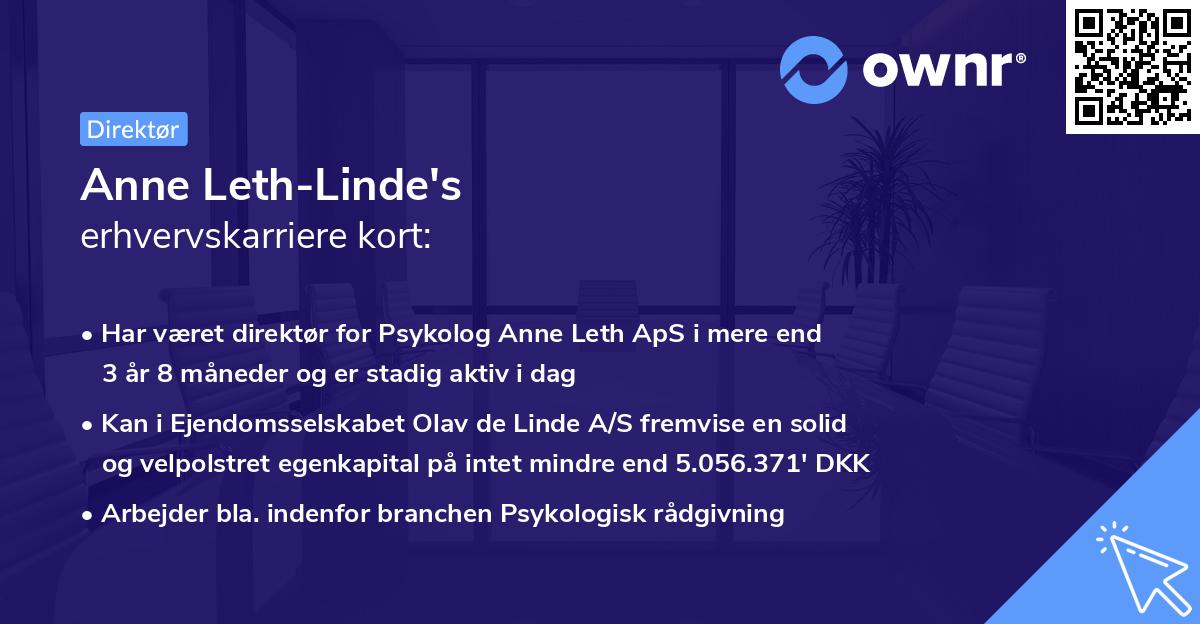 Anne Leth-Linde's erhvervskarriere kort