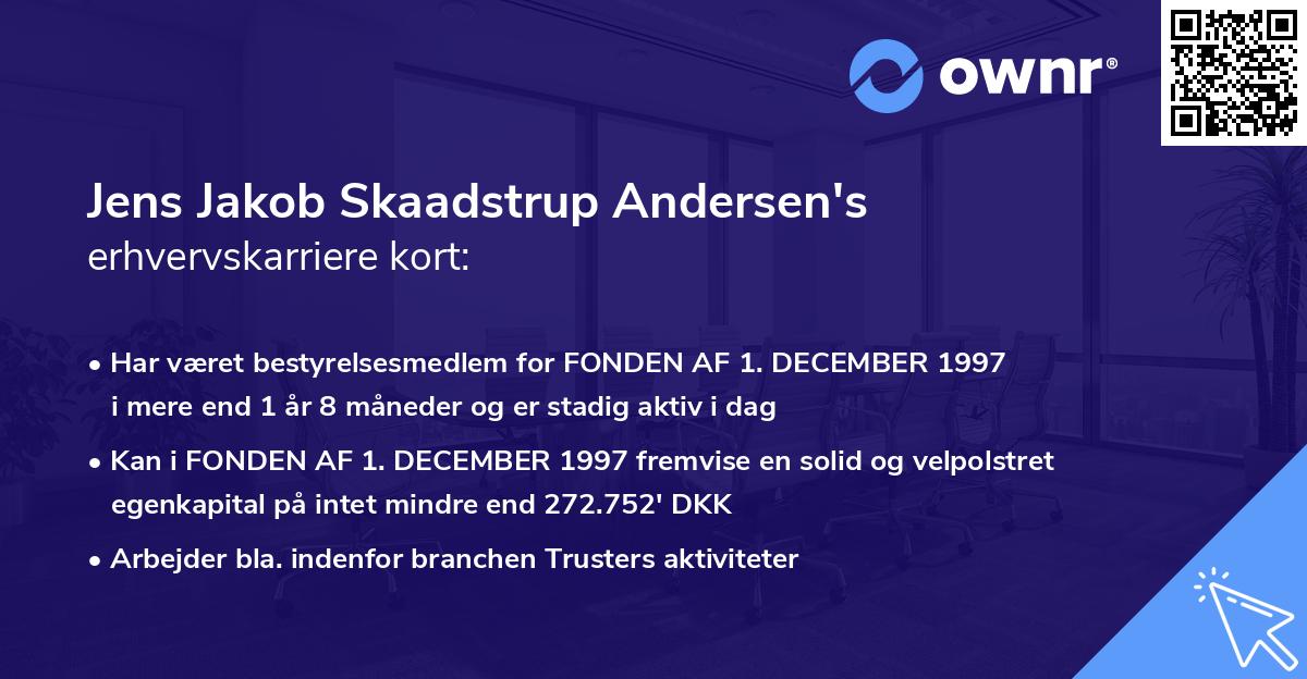 Jens Jakob Skaadstrup Andersen's erhvervskarriere kort