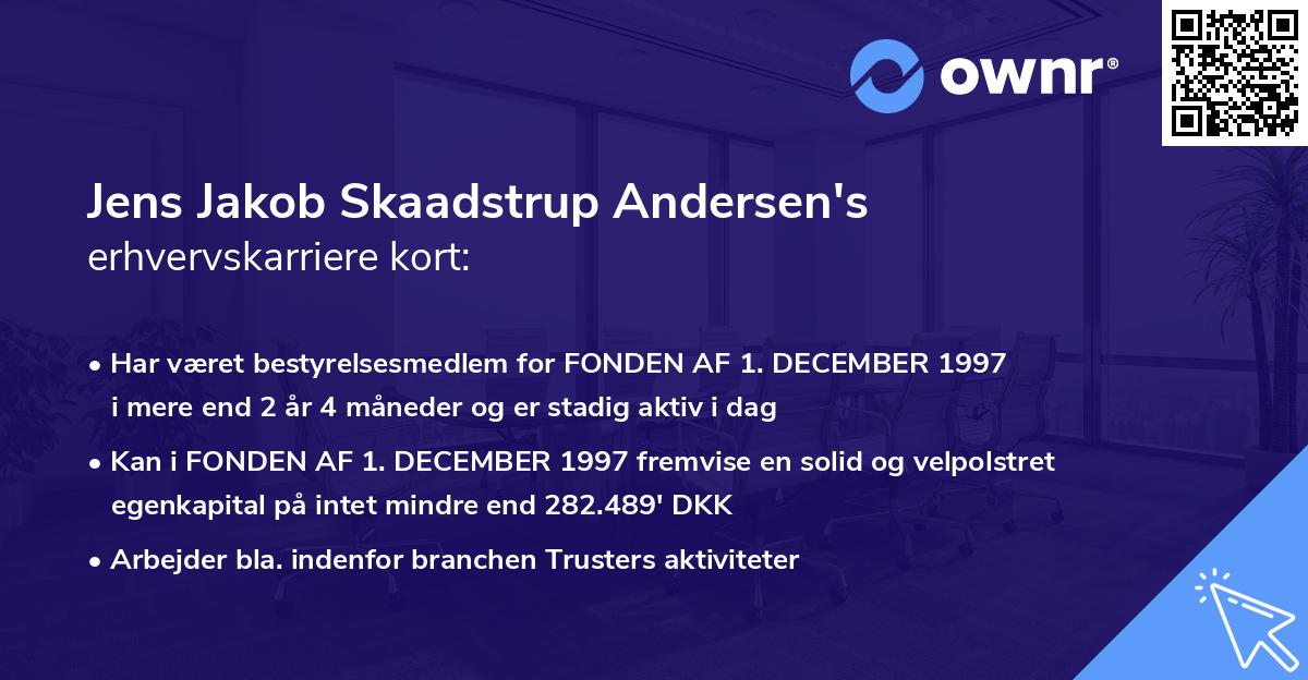 Jens Jakob Skaadstrup Andersen's erhvervskarriere kort