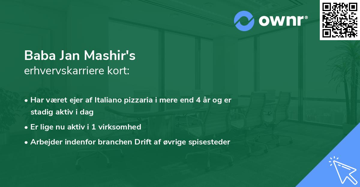 Baba Jan Mashir's erhvervskarriere kort