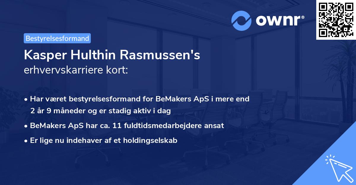 Kasper Hulthin Rasmussen's erhvervskarriere kort