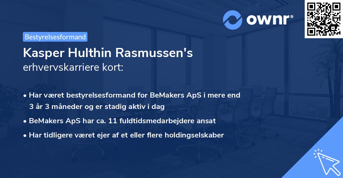 Kasper Hulthin Rasmussen's erhvervskarriere kort