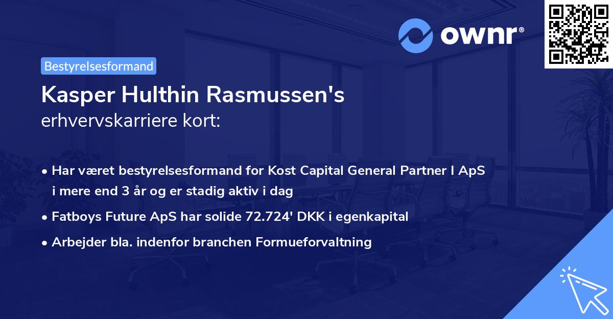 Kasper Hulthin Rasmussen's erhvervskarriere kort