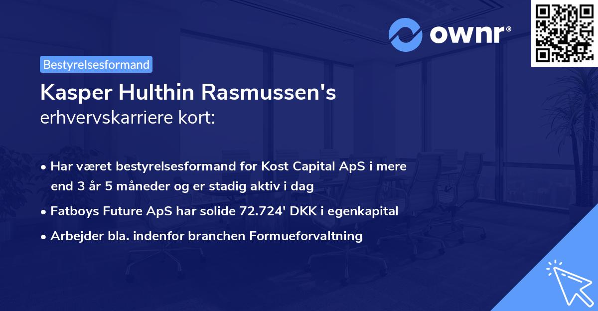 Kasper Hulthin Rasmussen's erhvervskarriere kort
