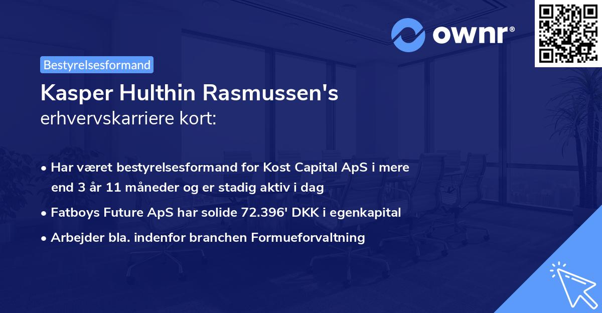 Kasper Hulthin Rasmussen's erhvervskarriere kort