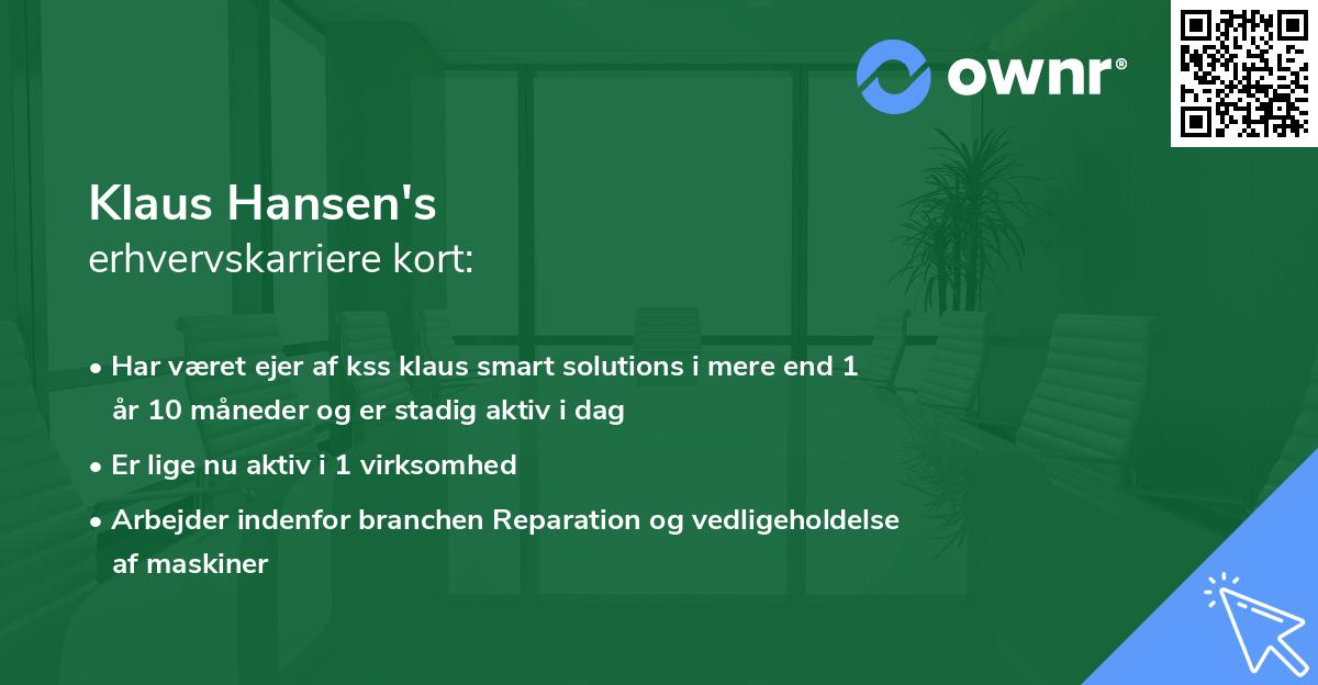Klaus Hansen's erhvervskarriere kort