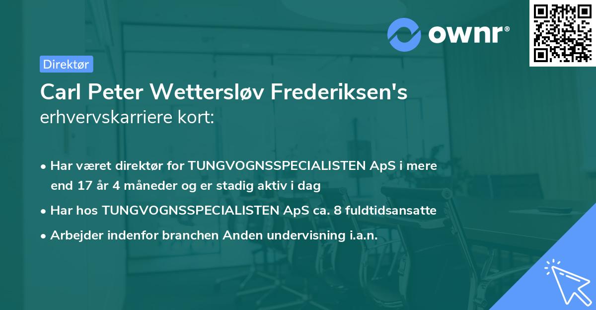 Carl Peter Wettersløv Frederiksen's erhvervskarriere kort