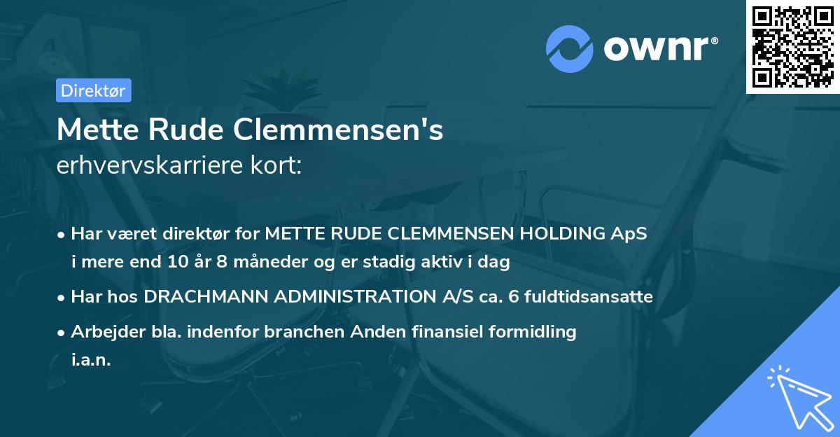 Mette Rude Clemmensen's erhvervskarriere kort