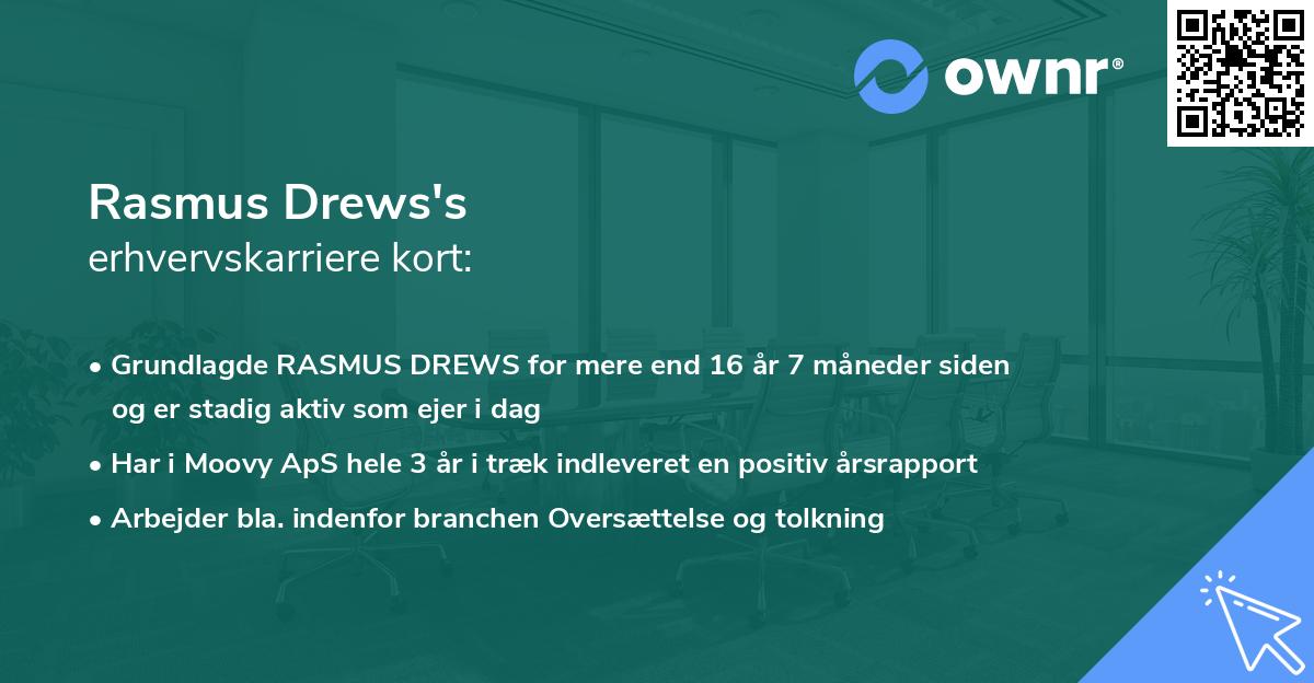 Rasmus Drews's erhvervskarriere kort