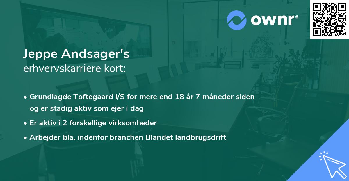 Jeppe Andsager's erhvervskarriere kort