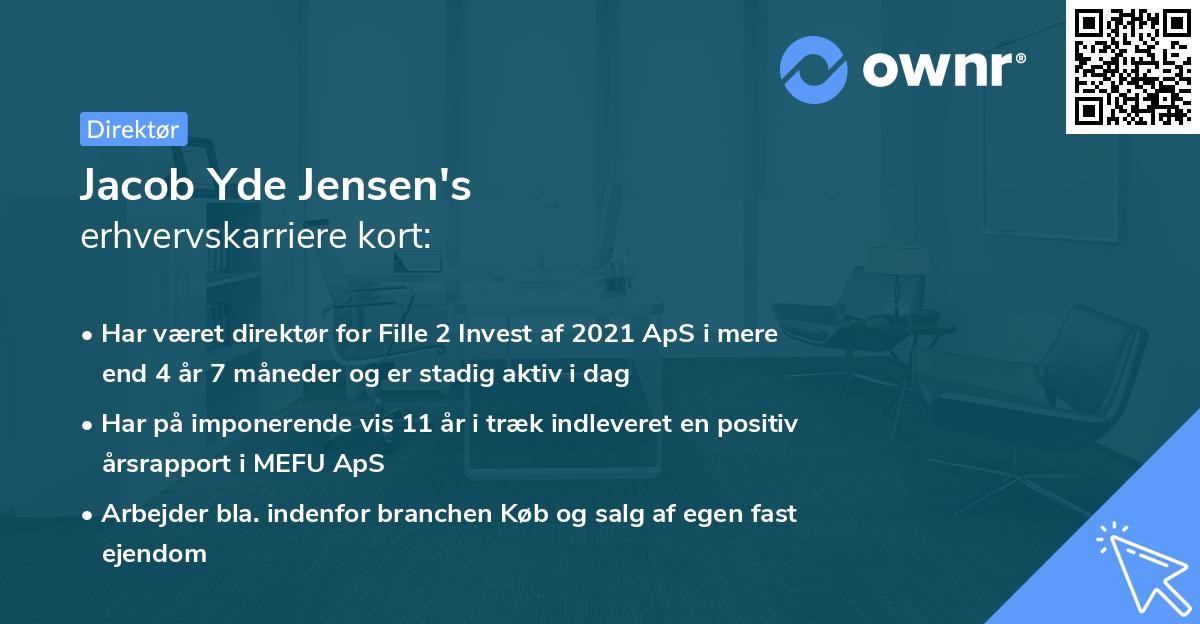 Jacob Yde Jensen's erhvervskarriere kort