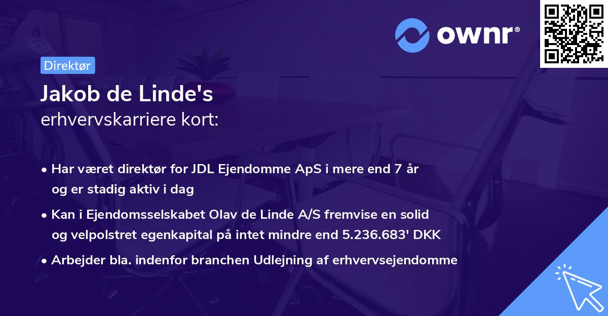 Jakob de Linde's erhvervskarriere kort