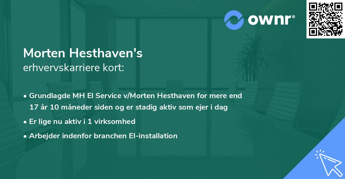 Morten Hesthaven's erhvervskarriere kort