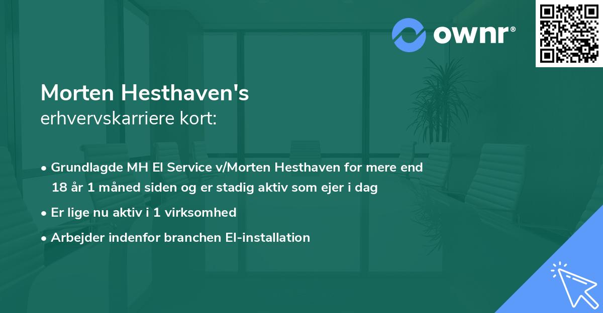Morten Hesthaven's erhvervskarriere kort