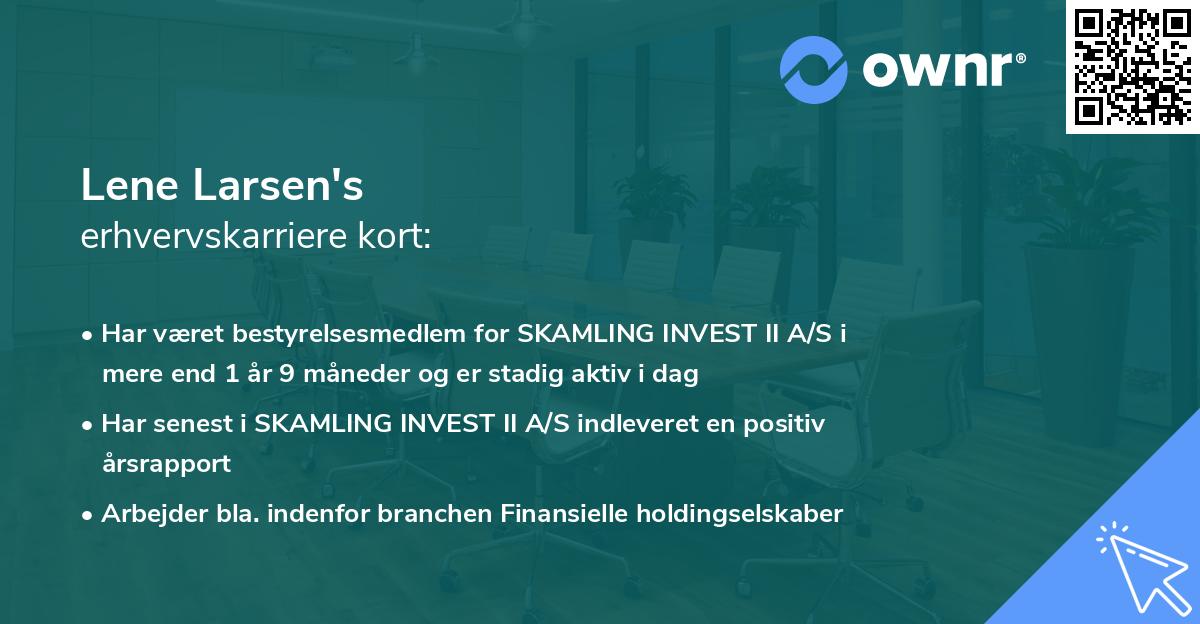 Lene Larsen's erhvervskarriere kort
