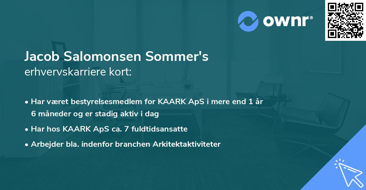 Jacob Salomonsen Sommer's erhvervskarriere kort