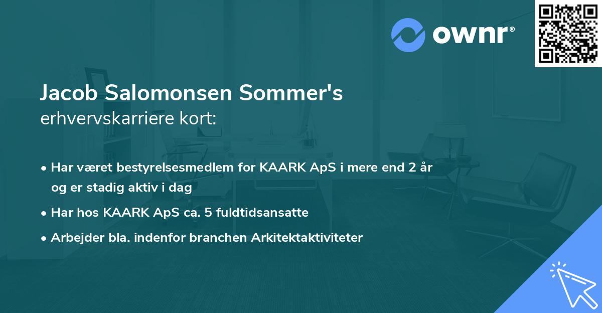 Jacob Salomonsen Sommer's erhvervskarriere kort