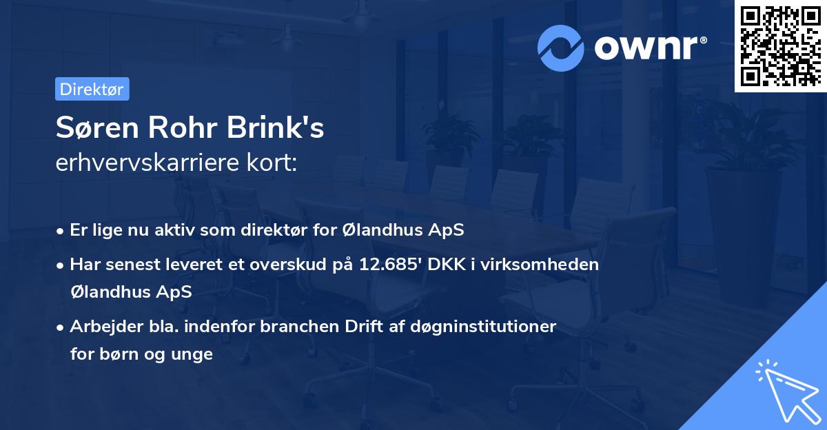 Søren Rohr Brink's erhvervskarriere kort