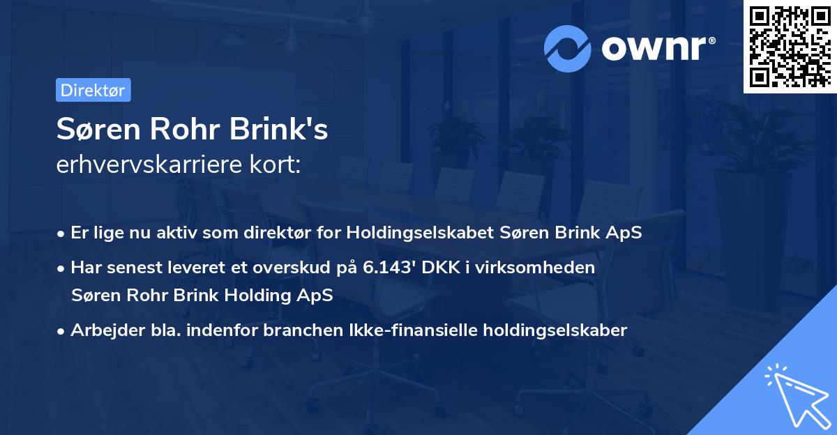 Søren Rohr Brink's erhvervskarriere kort