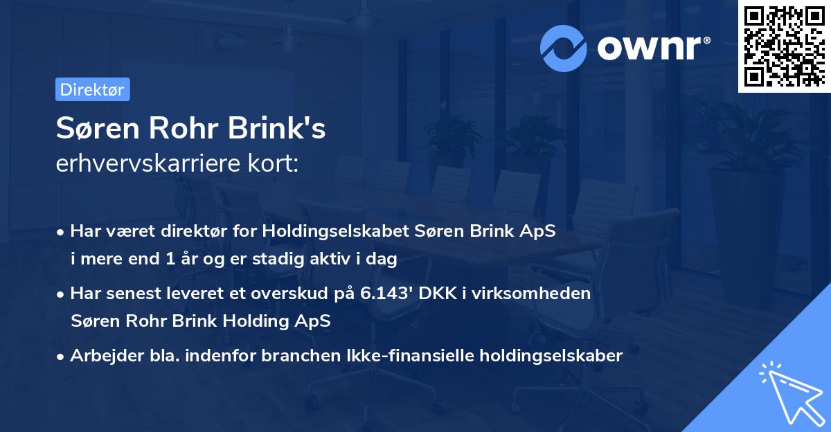 Søren Rohr Brink's erhvervskarriere kort