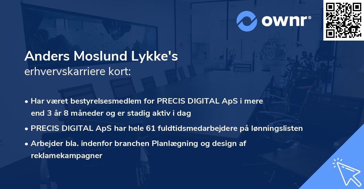 Anders Moslund Lykke's erhvervskarriere kort