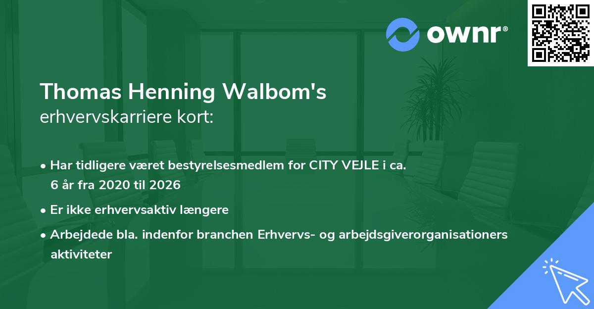 Thomas Henning Walbom's erhvervskarriere kort