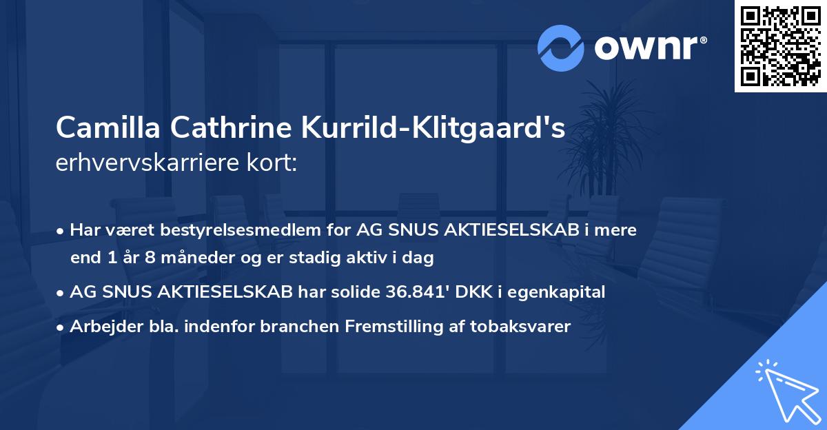 Camilla Cathrine Kurrild-Klitgaard's erhvervskarriere kort