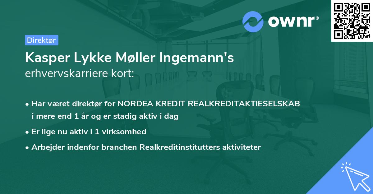 Kasper Lykke Møller Ingemann's erhvervskarriere kort