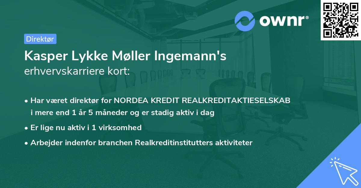 Kasper Lykke Møller Ingemann's erhvervskarriere kort
