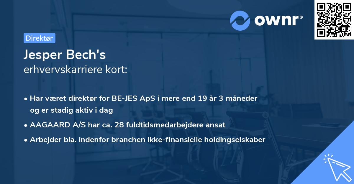 Jesper Bech's erhvervskarriere kort